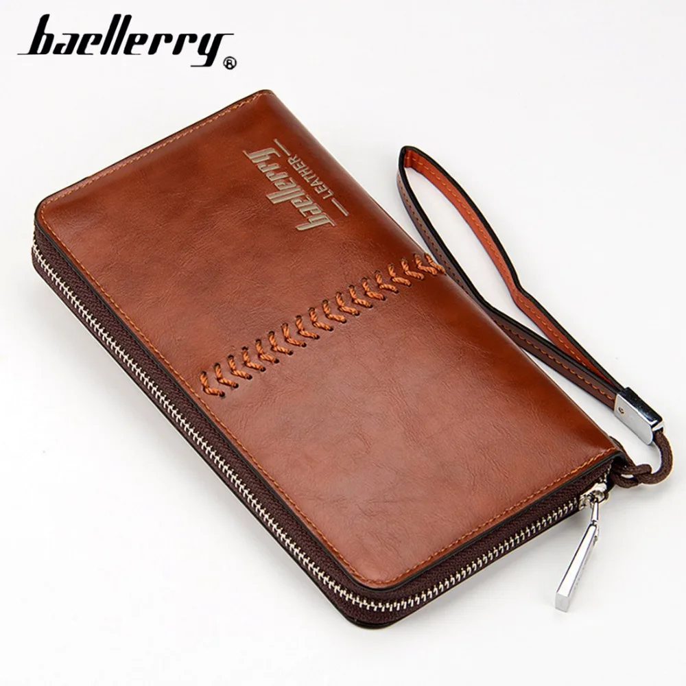 Baellerry Leather Men Clutch Long Men Wallets Top Brand Male Purse High