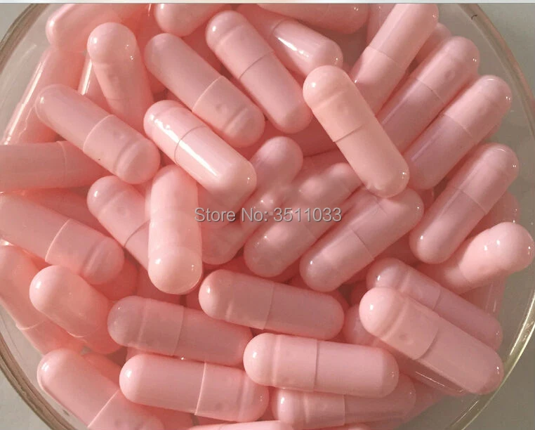 1000pcs/Lot Size0 Pink Empty Medicine Capsule Shells, Hollow Gelatin