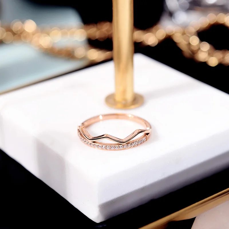 YUN RUO Новое роскошное Кристальное кольцо в виде короны цвета розового золота модное титановое стальное ювелирное изделие подарок на свадьбу День рождения женщина не выцветает