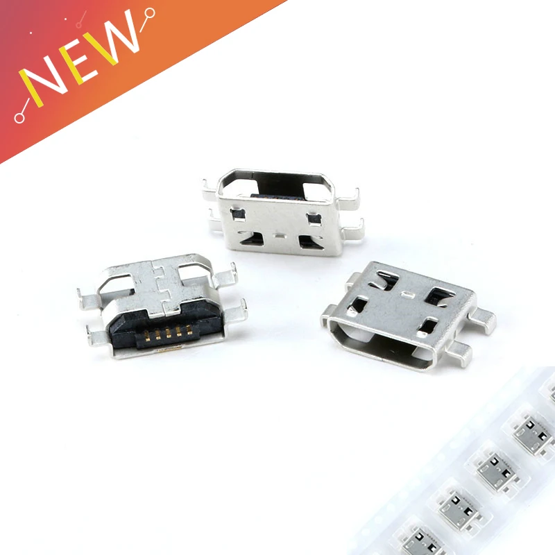 

100Pcs Micro USB 5pin B type Female Connector For Mobile Phone Micro USB Jack Connector 5pin Charging Socket