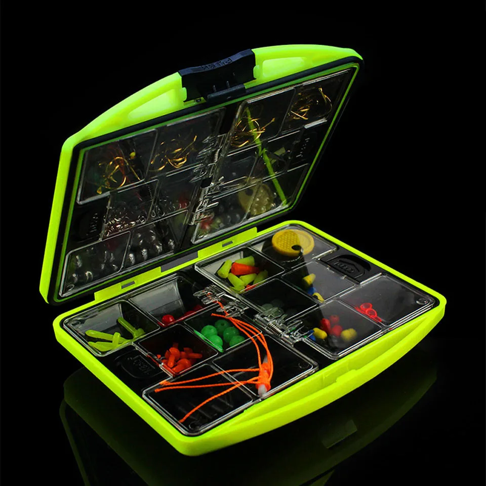 

WALK FISH Updated 24 Compartments Fishing Tackle Box Full Loaded Hook Spoon Water-Resistant Swivels Fishing Accessories Sinker