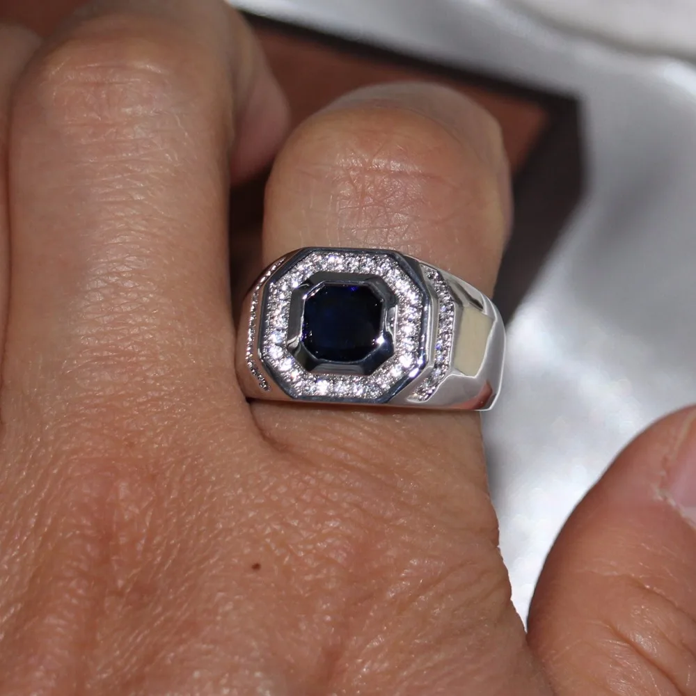 Мужское кольцо из серебра 925 пробы с фианитом|sterling silver filled|cubic zirconiaband ring |