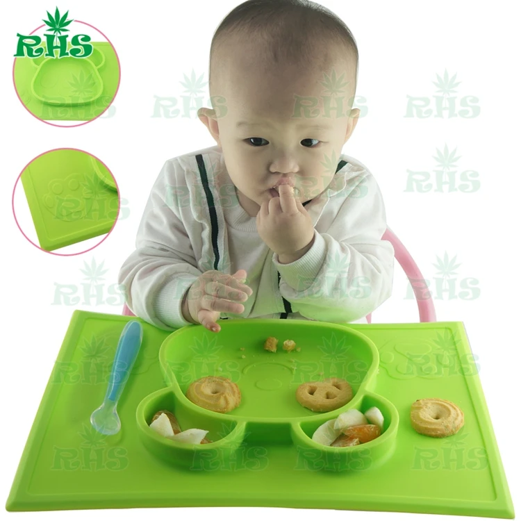 Wholesale 100 food grade BPA free Panda shape silicone baby placemat