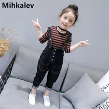 Mihkalev/ г. Комплект детской одежды для девочек, весенне-осенние комплекты одежды для детей футболка с длинными рукавами+ штаны спортивный костюм для девочек из 2 предметов