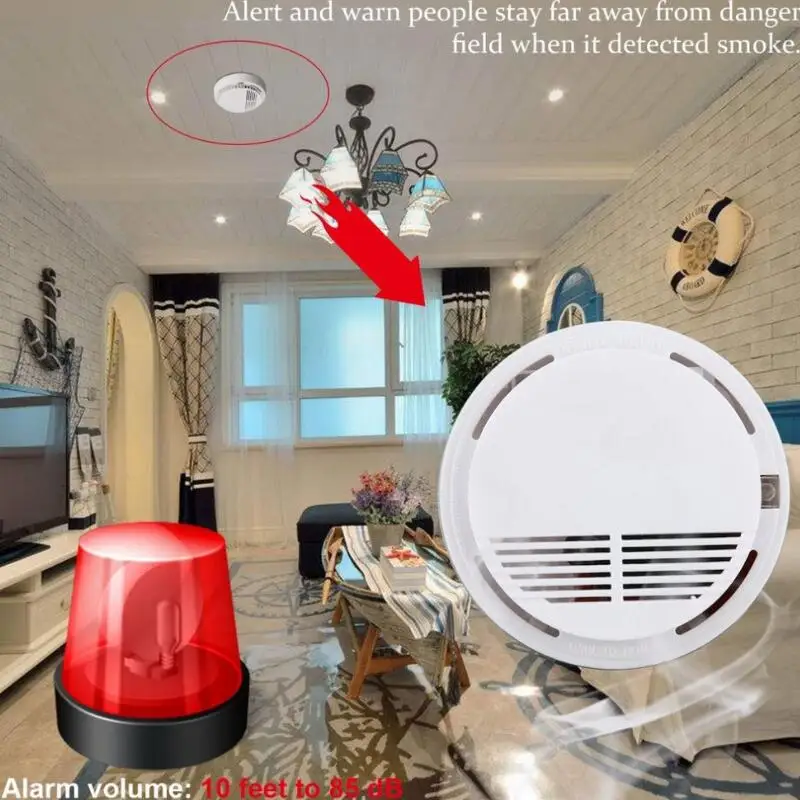 

Standalone Photoelectric Smoke Alarm Sensor Smoke Detector Alarm Fire Protection Alarm High Sensitivity For Home Security