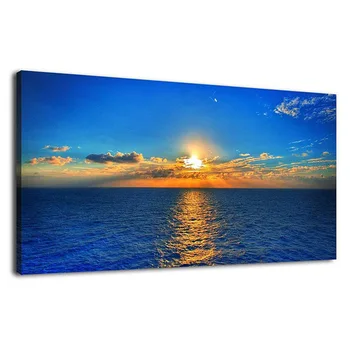 

5d Diy Diamond Painting Cross Stitch Ocean Waves Blue Sky Sunset landscape square Round cross stitch Mosaic StickerZP-1434