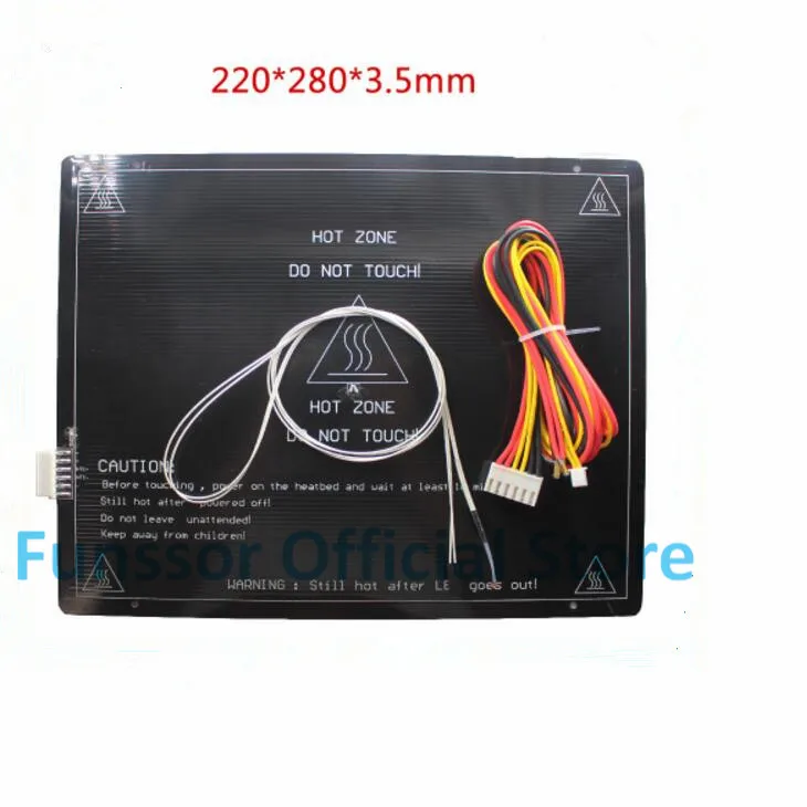 

Funssor 12V heat bed Large build area 200*280*3.5mm Black Aluminium heat bed 3D Print Heat bed Hot Plate for 3D Printer