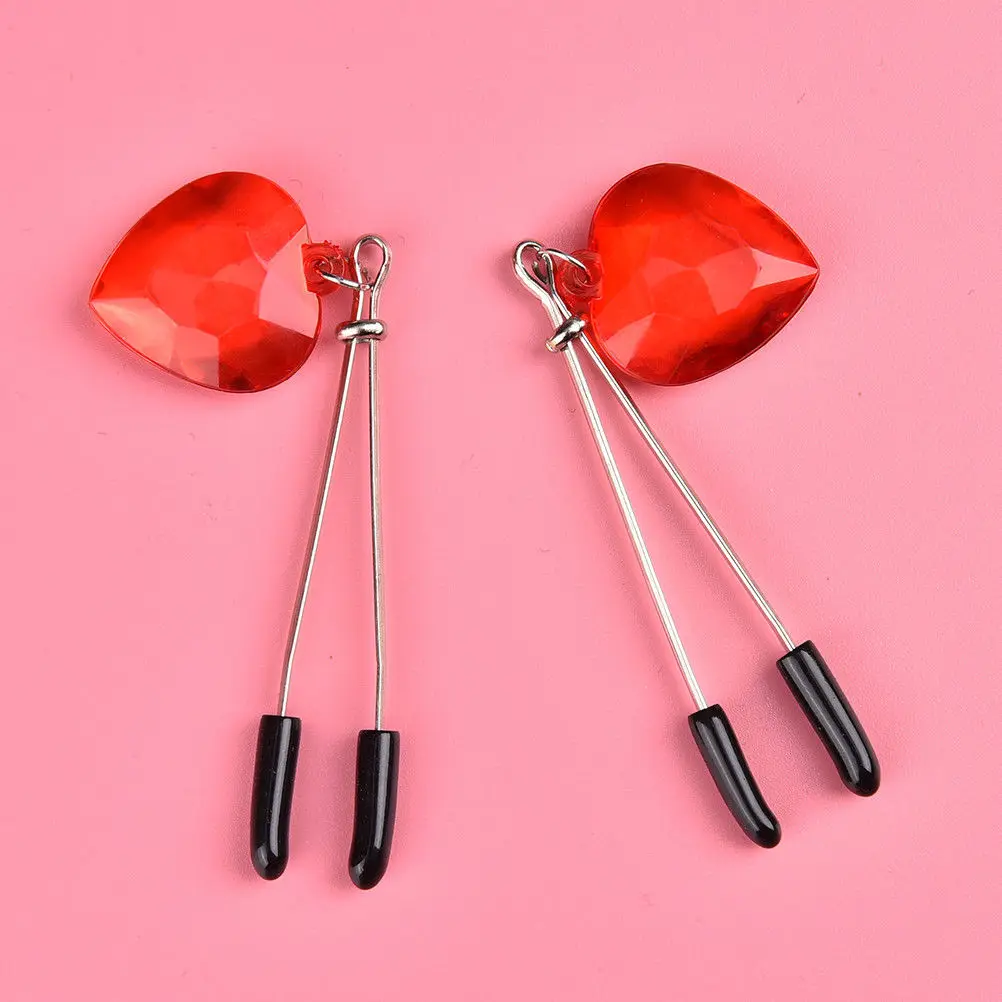 1 Pair Red Heart Shape Nipple Clamps Exotic Accessories Adjustable Couples Breast Clips Clit Clamp Erotic Product