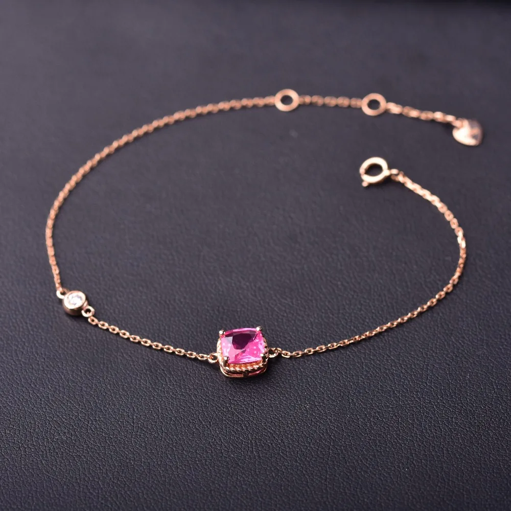 

Pink spinel inlaid 18K Gold Bracelet Stimulate body energy and strength