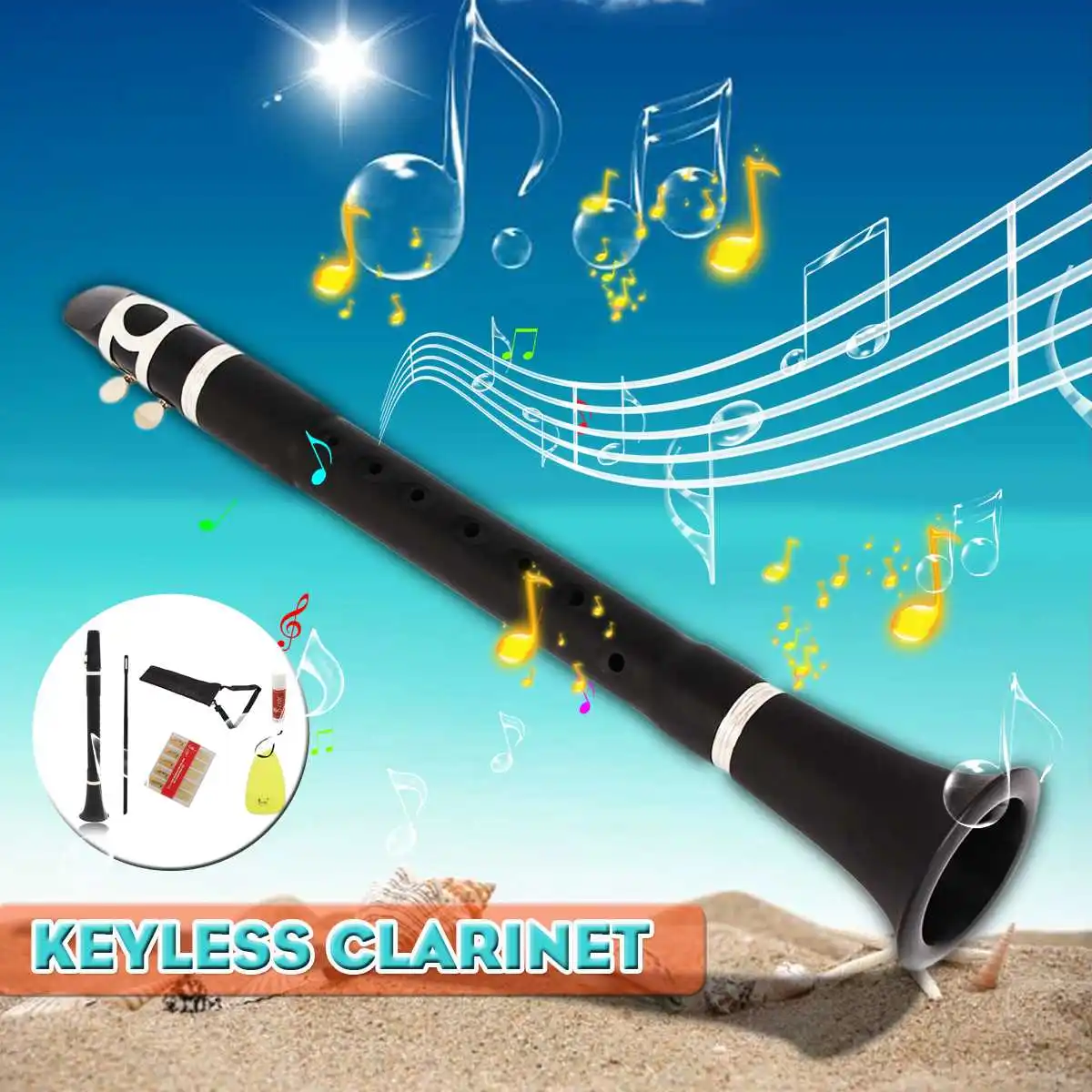 

Black B Clarinet Plain Clarinet with Cleaning Cloth Reeds Wind Instrument for Beginner Practice Carry Bag Woodwind Instruments
