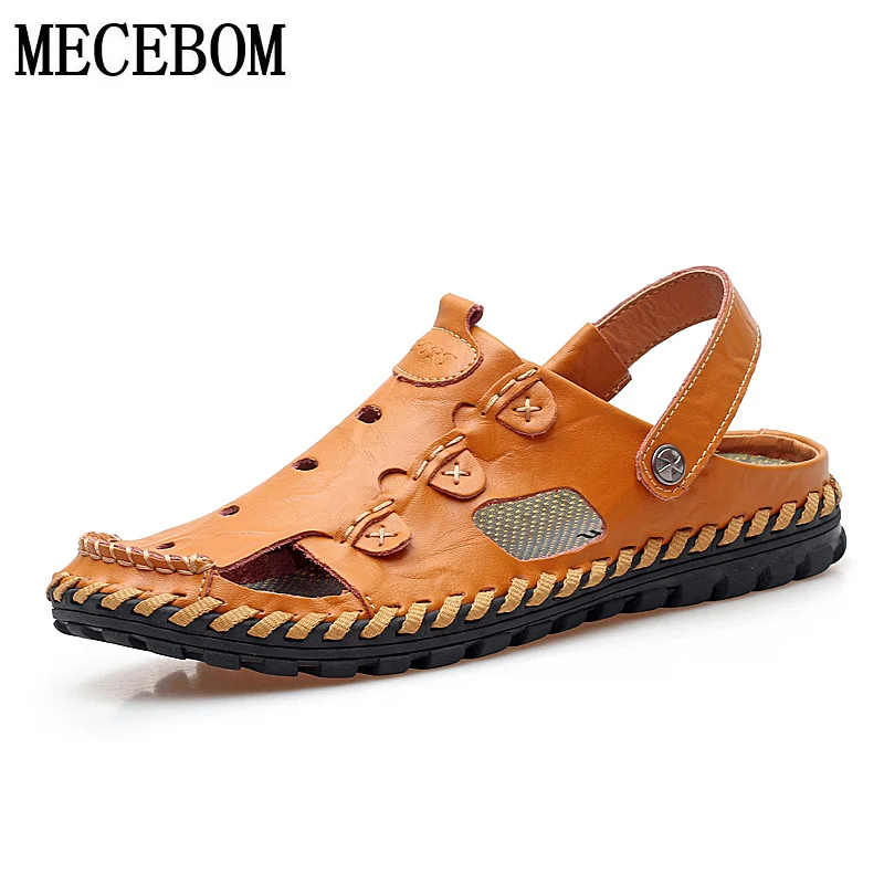 

New Summer sandals brand split leather men shoes slip-on beach men sandals zapatillas hombre size 38-44 9528m