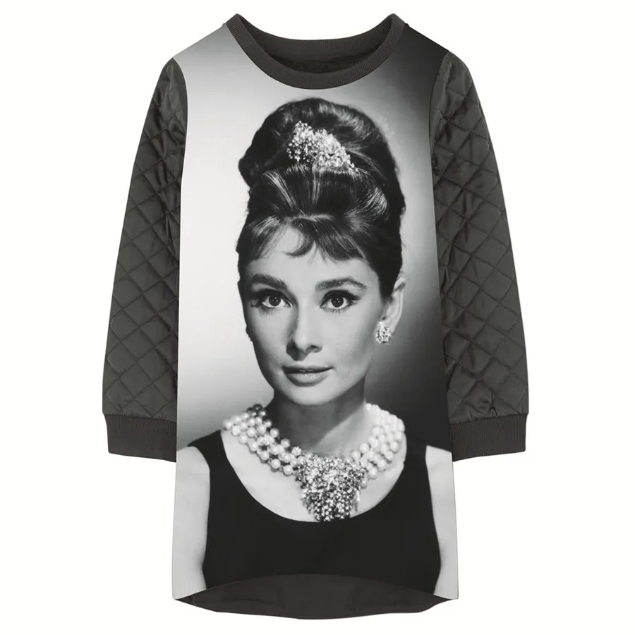 Girls Dresses Audrey Hepbu nice Print Children winter Designer baby