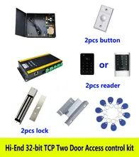 Oi-end kit de controle de acesso, de duas portas TCP + + poder 280 kg fechadura magnética + ZL-suporte + leitor de ID teclado touch + botão + 10 ID tag, sn: kit-AT208