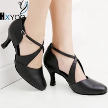 Black Women Latin Shoes Salsa Ballroom Dance Shoes Ladies Satin Soft Sole Customized Heels GM004