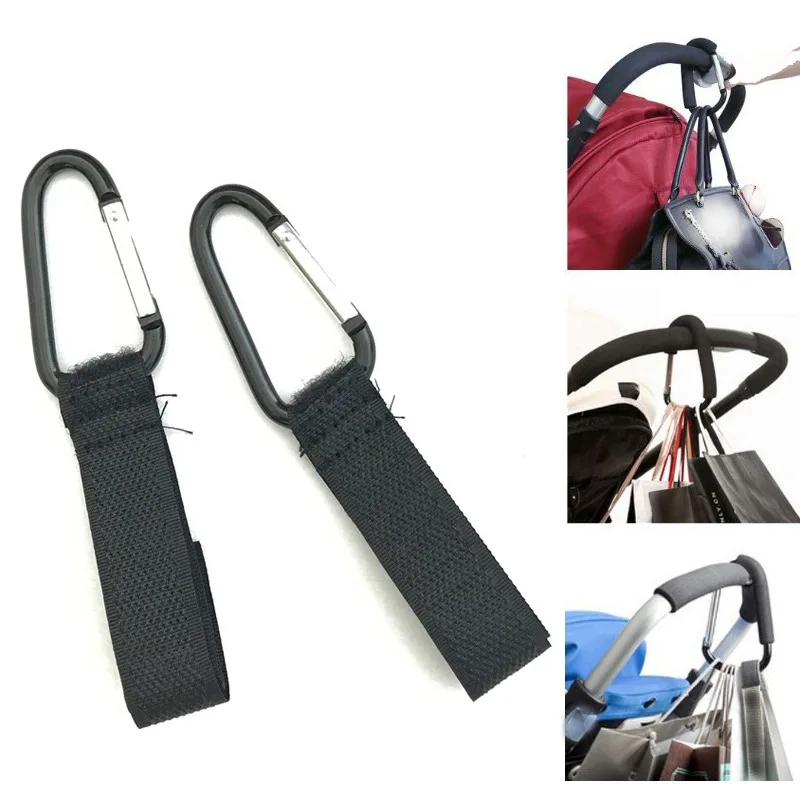 

2Pcs/set Shopping Bag Stroller Hook for Wheelchair Stroller Carabiner Clip Baby Carriage Bag Hooks Black