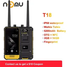 Nomu T18 портативная рация водонепроницаемый ударопрочный IP68 мобильный телефон 4," MTK6737T четырехъядерный Android 7,0 2 ГБ+ 16 Гб 5200 мАч смартфон