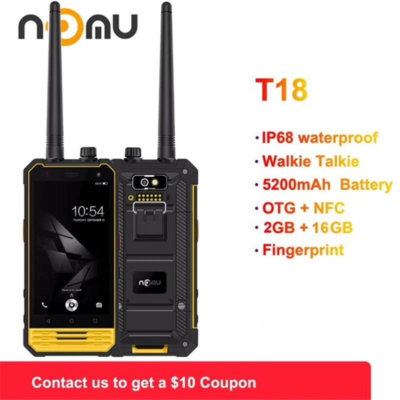 

Nomu T18 Walkie Talkie Waterproof Shockproof IP68 Mobile Phone 4.7" MTK6737T quad core Android 7.0 2GB+16GB 5200mAh Smartphone