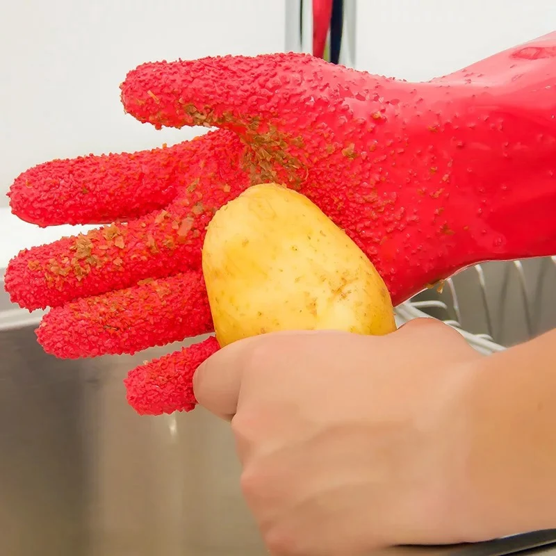 

Peeled Potato Cleaning Glove kitchen Vegetables Rub Fruit skin Scraping Fish Scales Non-slip Household Glove Kitchen Accessories
