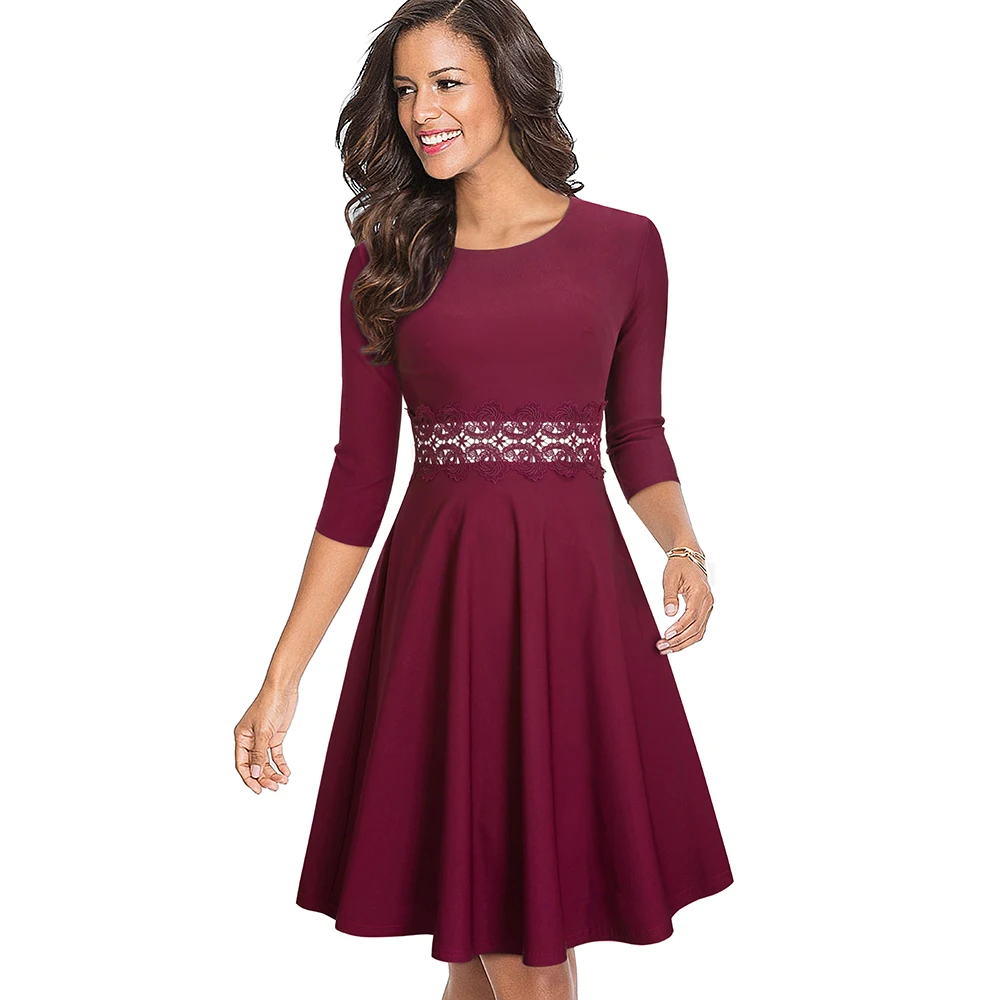 Nice-forever Vintage Elegant Embroidery Floral Lace Patchwork vestidos A-Line Pinup Business Women Party Flare Swing Dress A079 153 Nice-forever Vintage Elegant Embroidery Floral Lace Patchwork vestidos A-Line Pinup Business Women Party Flare Swing Dress A079 153