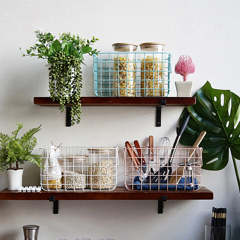 

Nordic Iron Storage Basket Fruit Bread Basket Clothes Cosmetics Storage Basket Desktop Bathroom Kitchen Debris Storage Organizer