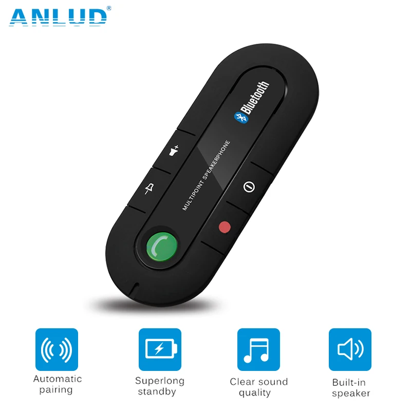 ANLUD Беспроводной Bluetooth Handsfree Car Kit Multipoint Динамик телефон MP3 музыкальный плеер