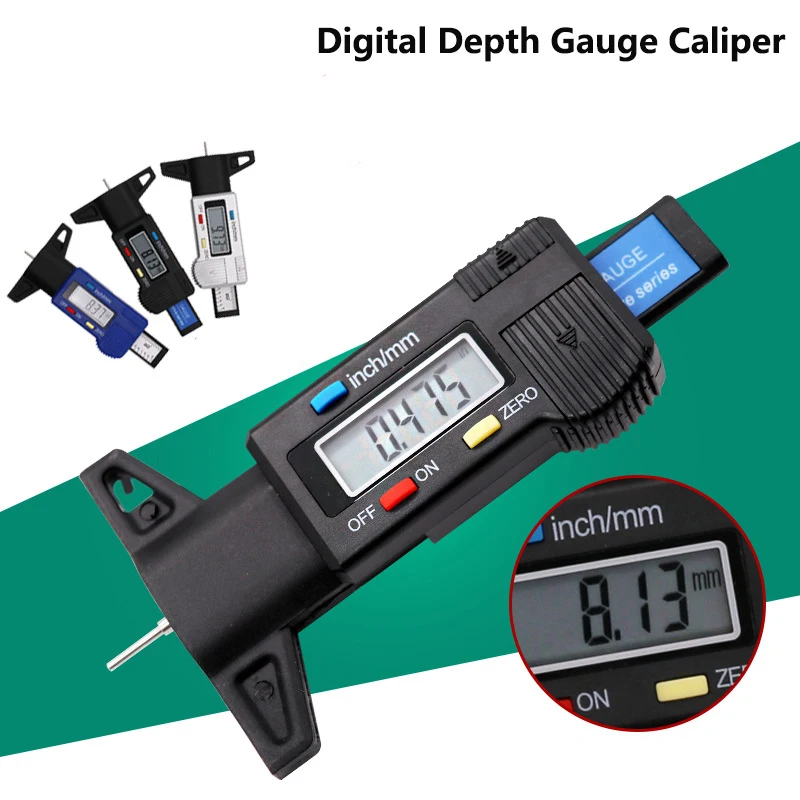 

Digital Depth Gauge Caliper Tread Depth Gauge LCD Tyre Tread Gauge For Car Tire 0-25.4 mm Measurer Tool Caliper
