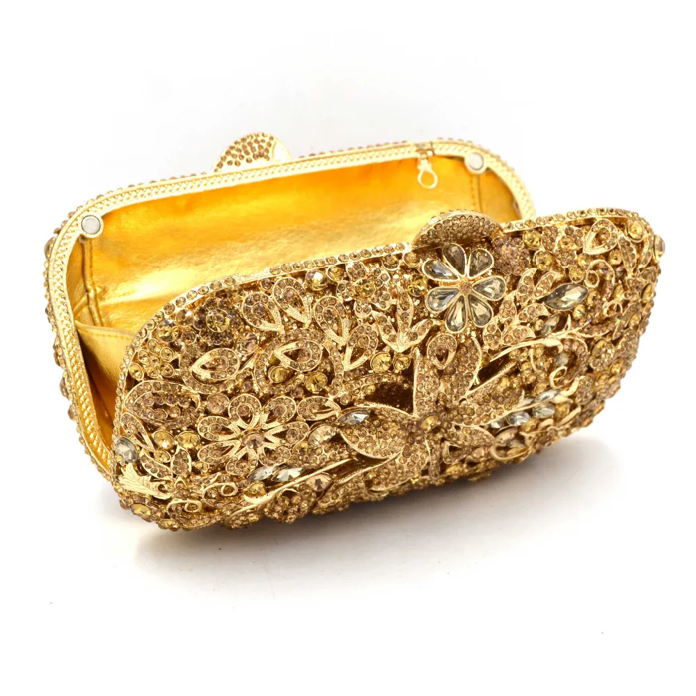 Дизайнерская Женская сумочка-клатч цвета шампанского с цветком, вечерняя сумочка из розового золота, дамская сумочка SC524