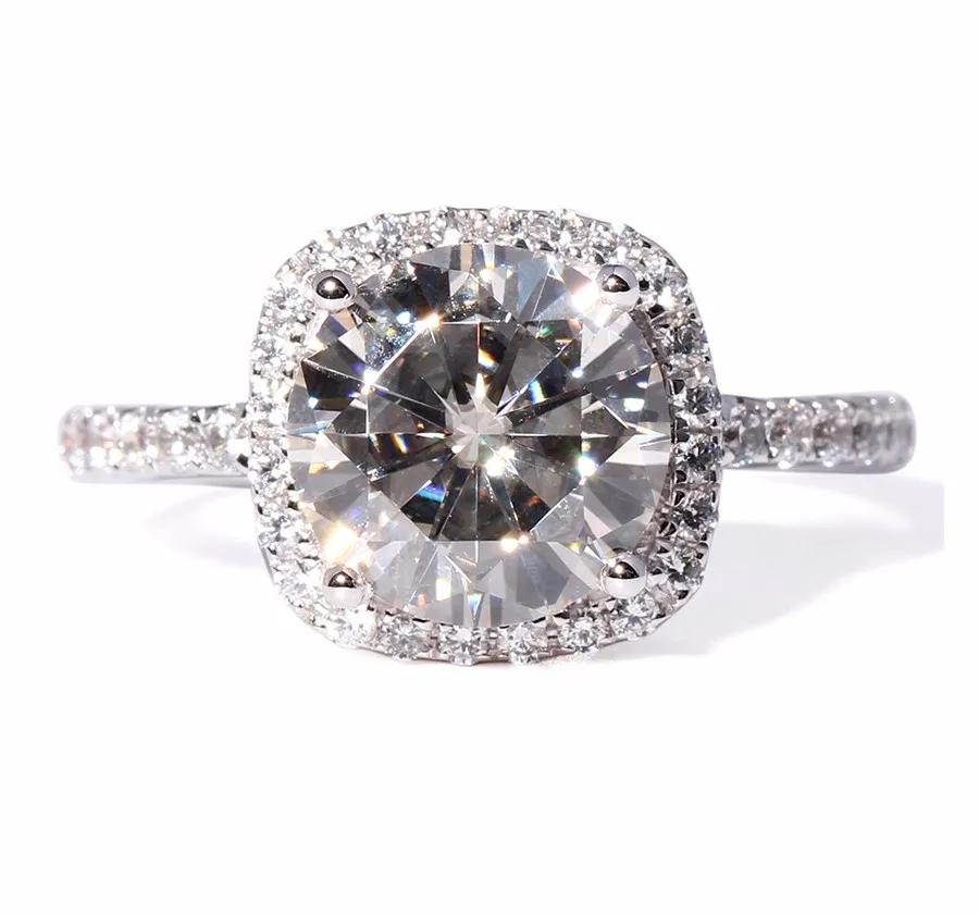 DovEggs 14K 585 Белое золото центр 3ct центр 9 мм F цвет Moissanite алмаз обручальное кольцо со светлым окаймлением обручальное кольцо Набор для женщин 3 шт