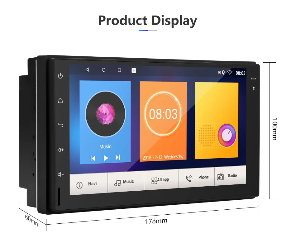 Flash Deal Jansite 7" 2 din Car Radio MP5 Android 8.1 player HD 1080P Digital Touch screen mirror + Bluetooth Car Stereo with microphone 13