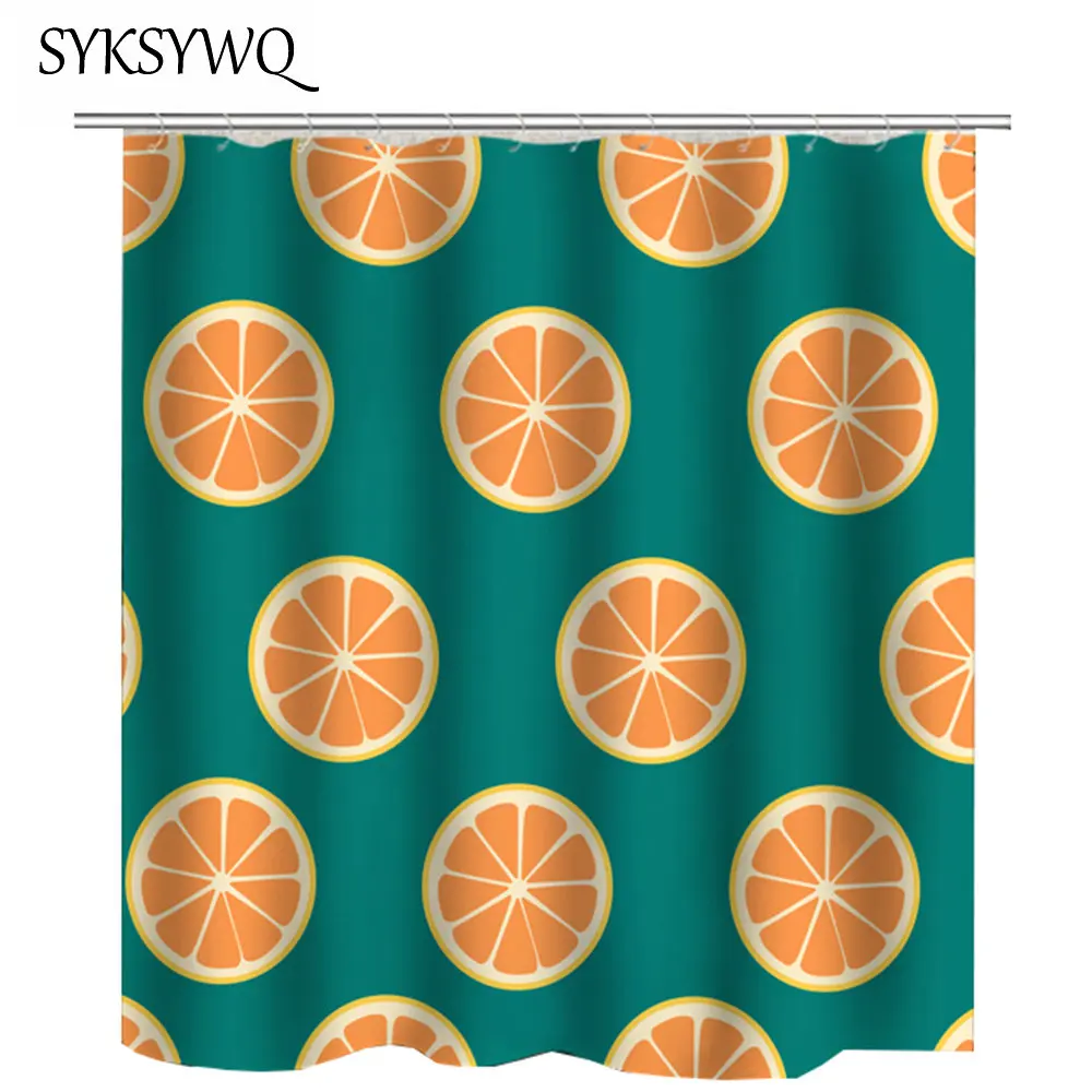 

Lemon Bathroom Accessories Orange Shower Curtain Polyester Fabric Rideau De Douche Bathroom Curtain Lemon Summer Fruit Bath 3D