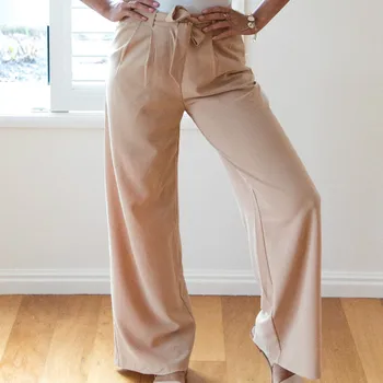 

Summer Wide Leg Pants Women Loose Trousers 2019 Summer Beach High Waist Pantalon Femme Pants With Sashes