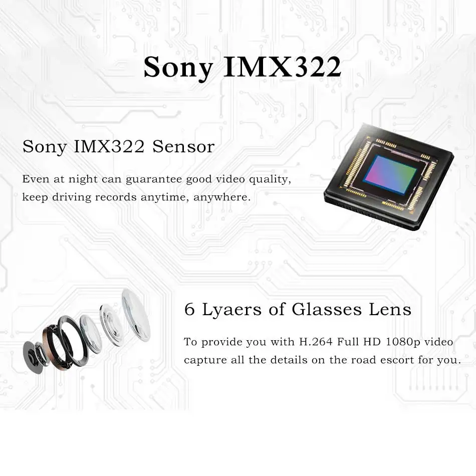 Olysine NT96658 мини видеорегистратор WiFi Автомобильный Sony IMX322 Full HD 1080P автомобильная