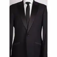 Custom Made To Measure Black Wedding Suits For Men Black Satin Lapel,Bespoke Tailor Made Black Groom Wedding Tuxedos For Men