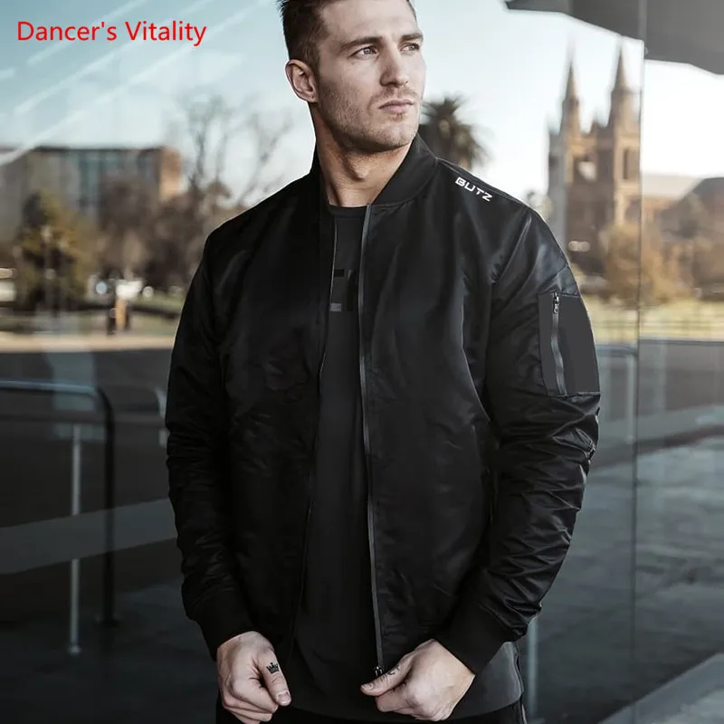 

2018 New Outdoor Running Autumn and winter Jacket Men Sports Zipper Black Gym Sweatshirt Fitness Sportswear training Jacket