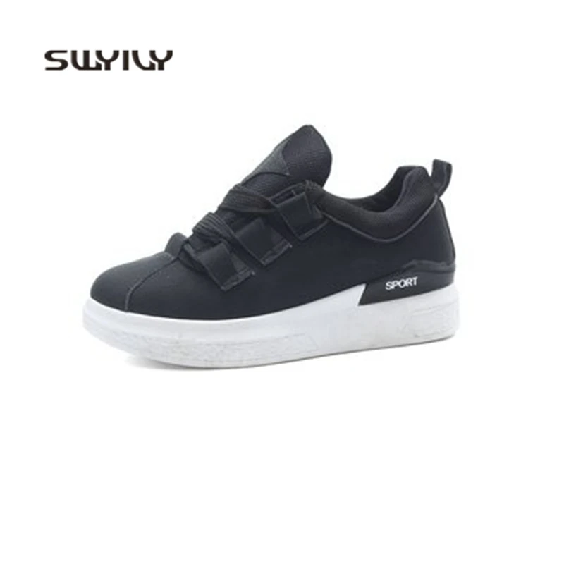SWYIVY Для женщин спортивная обувь из PU искусственной кожи плоская подошва на