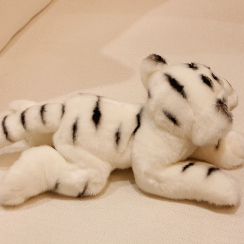 Dorimytrader quality simulation animal white tiger plush toy realistic lying little animals tiger doll kids gift decoration 39x15x16cm DY50142 (12)