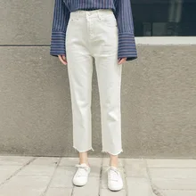 Джинсы с высокой талией, укороченные штаны, легкие джинсы, летние ковбойские широкие брюки, свободные прямые брюки, брюки с 9 точками