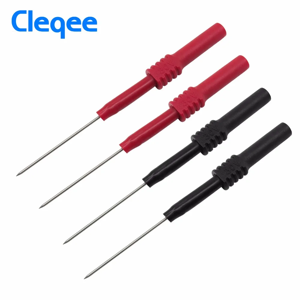 Cleqee P5009 4 шт Мягкий ПВХ изоляция пирсинг иглы Неразрушающий мультиметр тестовые зонды красный/черный|Детали и аксессуары для приборов| | АлиЭкспресс