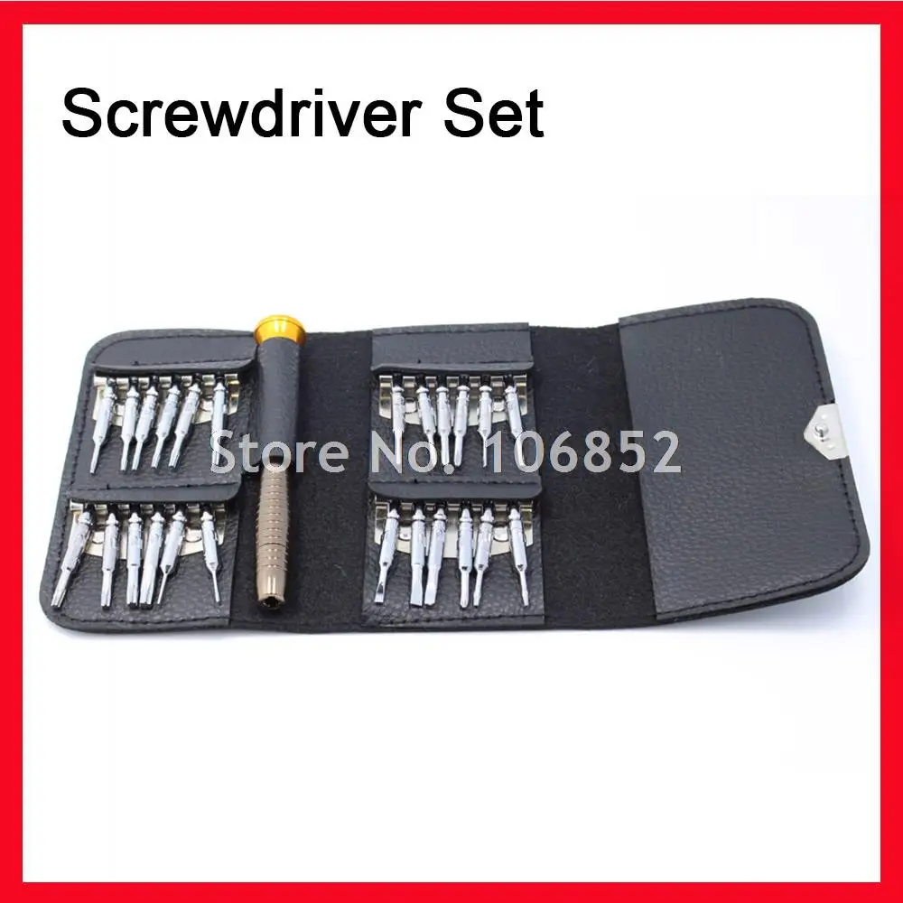 

SD006 Free Shipping 25 in 1 Multi-functional Leather Style Screwdriver Set Phone Laptop Glasses Repair Screw Driver Kit
