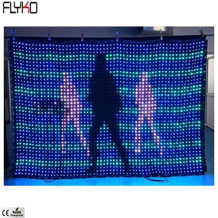 Flyko высокое качество складной светодиодный дисплей P50mm 2x3 м используется в свадебные украшения светодиодный видео шторы
