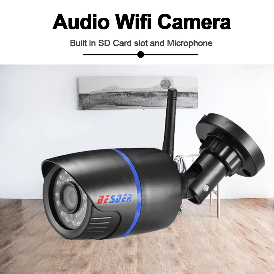 BESDER Audio 1080P Беспроводная Ip камера видеонаблюдения черная Водонепроницаемая Onvif со