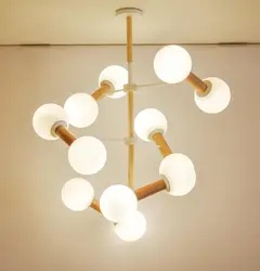 Нордическая гостиная люкс Ресторан минималистичный филиал и сменная деревянная лампа художественная молекулярная стеклянная лампа для