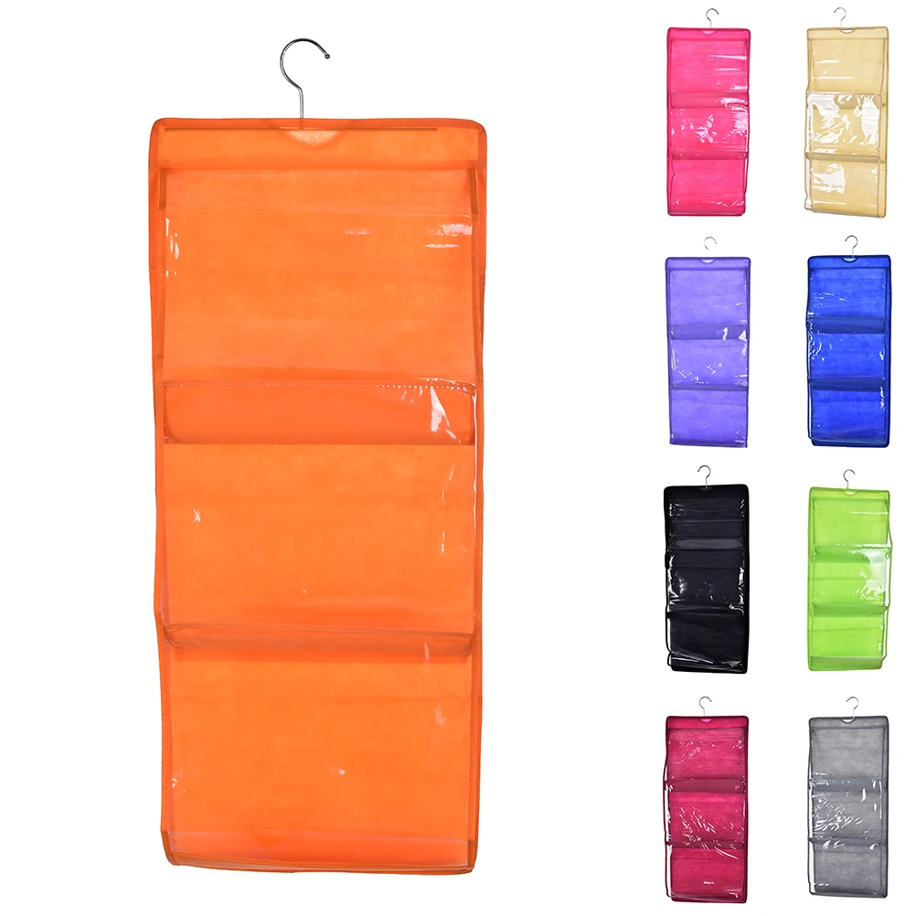 Wardrobe Closet Hanger Storage Organizer Closet Rack Hangers with 6 Pockets Christmas Gifts Bag Purse Handbag Tote Bag 7Colors