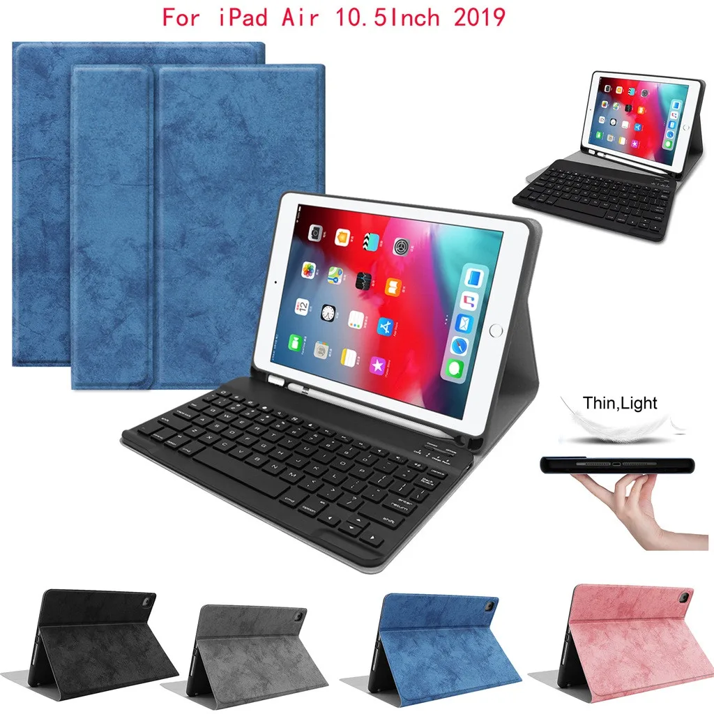 Для 2019 iPad Air 10,5 дюймов подставка для ручки чехол + беспроводная Bluetooth 3,0 клавиатура Fn композитная мультимедийная функция USB интерфейс