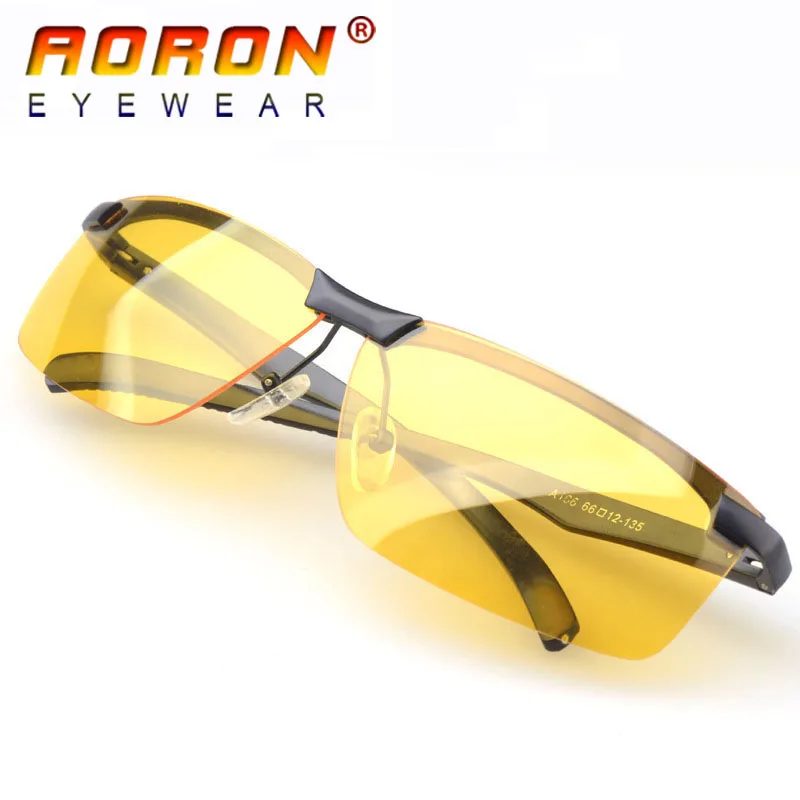 

Aoron Women Men Brand Half Frame Night Vision Driving Rain fog Polarized Sunglasses Goggles Reduce Glare Glasses A106YS