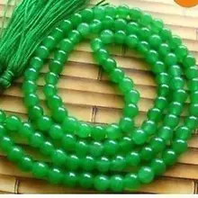 Натуральный Бусины огромный РЕДКИЙ Тибет буддийского 108 зеленый камень Бусины Молитва Мала Цепочки и ожерелья 8 мм Широкие крылья человека Jewellery