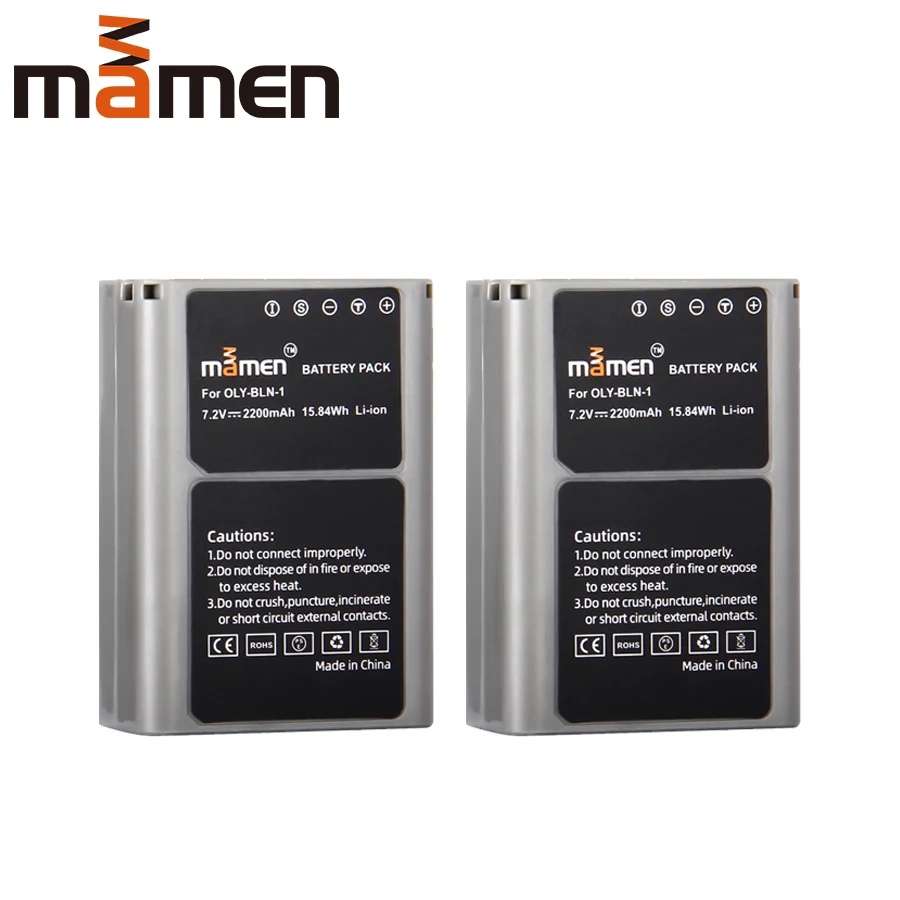 

Mamen 2PCS Rechargeable 2200mAh BLN1 BLN-1 PS-BLN1 Digital Camera Battery Pack For OLYMPUS E-M5 EM5 OMD OM-D Camera Li Batteries