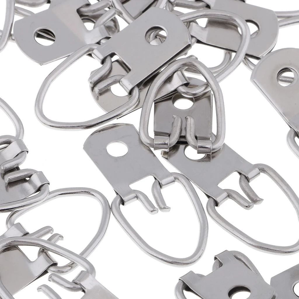 100 Pieces Single Hole D Ring Picture Frame Hangers Hooks Stronger  Wall Hangers Heavy Duty D Ring Picture Hangers