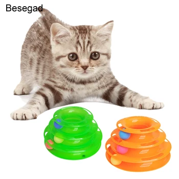 

Behogar Besegad 3-Layer Colorful Track Ball Tower Interactive Toy for Pet Cat Kittens Play Exercise Games Supplies