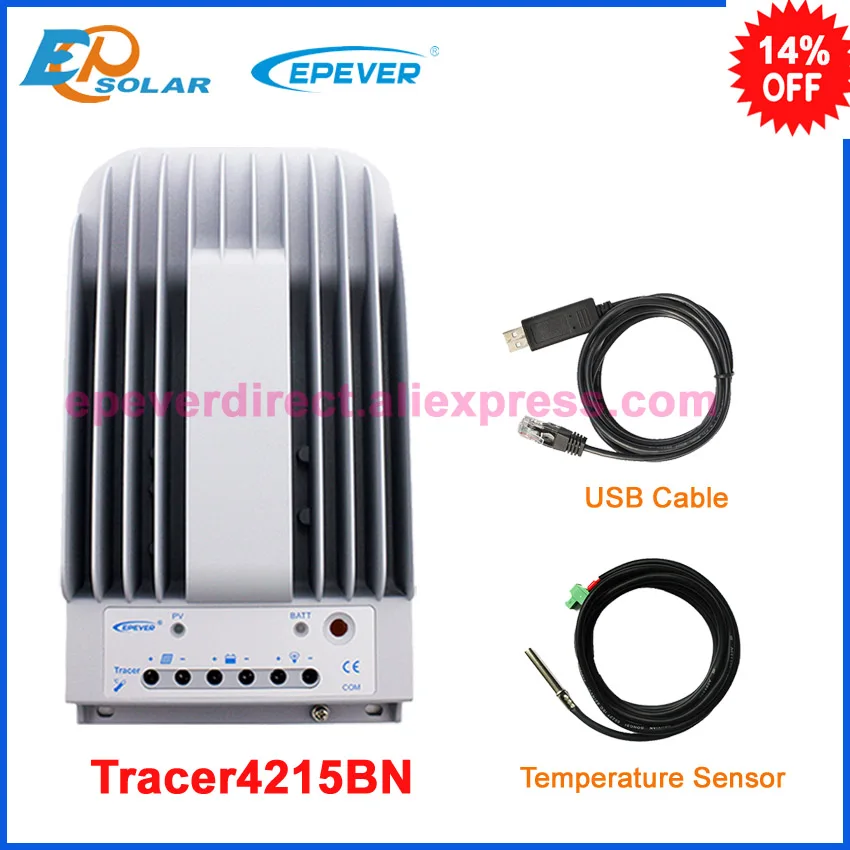 

24v 40A 40amp Tracer4215BN battery charging solar controller USB+temperature sensor cables 12v 24 auto type